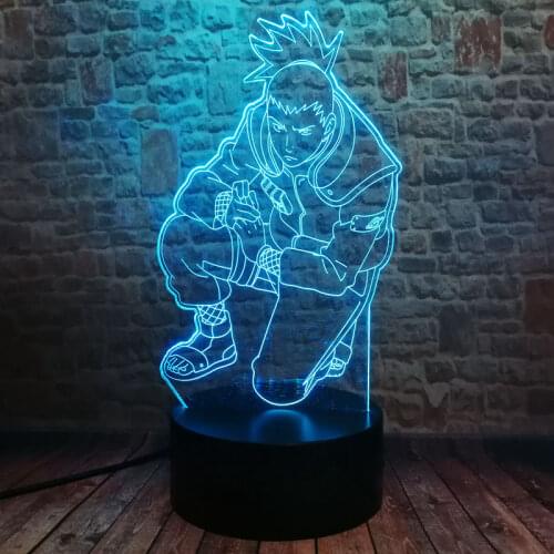 3D Illusion LED Desk Nightlight Colorful Changing Light Manga Model Naruto Nara Shikamaru Anime action & toy figure for Children