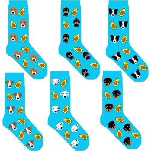 Avocado socks with bull terrier beagle dachshund dalmatian border collie rottweiler cute dog sock women 50pairs/lot