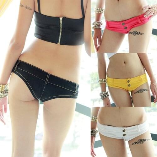 New Summer Womens Fashion Denim Shorts Hot Pants European and American Ultra-Short Nightclub Womens Sexy Low Waist Slimming