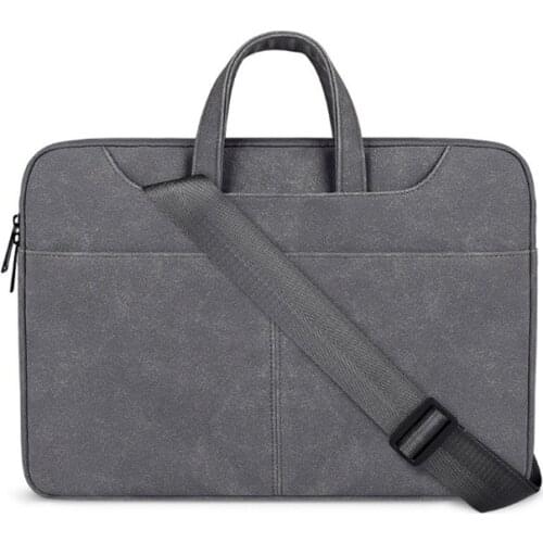 Wholesale grey laptop bag shoulder messenger bag 15.6 13.3 15.4 Leather Laptop bag case casual Laptop bag for women/men