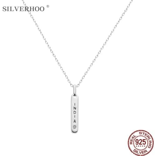 SILVERHOO Sterling Silver Pendant 925 Necklaces For Women DIY Engraved Long Thin Sign Chains Necklace Hot Selling Fine Jewelry