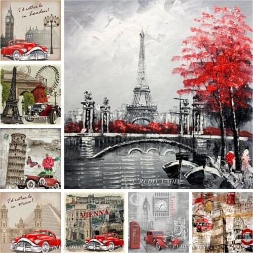REDIY LADIY Diamond Painting London Paris Italy Vienna Home Decor Cross Stitch Painting Rhinestones Embroidery Arts & Crafts