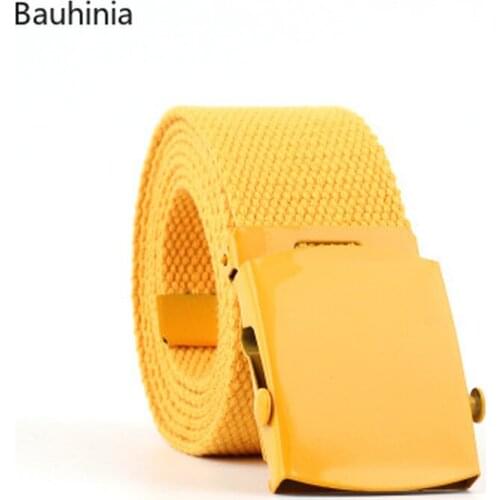 Bauhinia Mens/Womens Canvas Belt Young Students Casual Canvas Belt/Smooth Buckle Woven Pants Belt