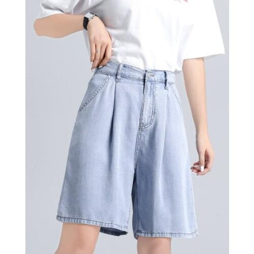 Richkeda Store New 2021 Streetwear Waist Wide Leg Denim Shorts For Women New Jean Shorts Women Summer Korean Style Women