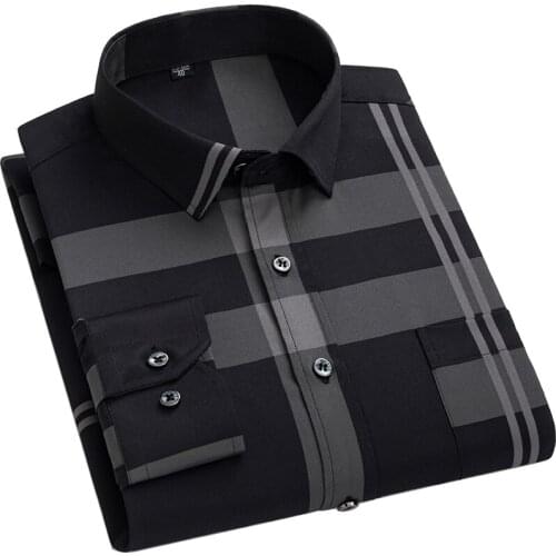 Aoliwen Autumn New Printed Black Long Sleeve Casual Shirts For Men Wrinkle Resistant Casual And Comfortable Bronzing Shirts