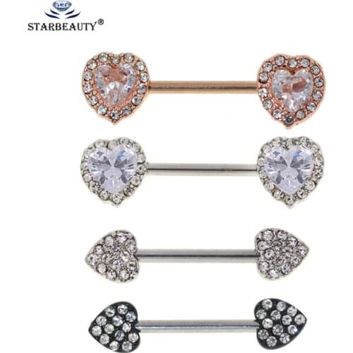 14G Summer Style 2pcs Nipple Piercing Earring Fashion Body Piercing Piercing Big Zircon Nipple Barbell Body Jewelry Women Girls
