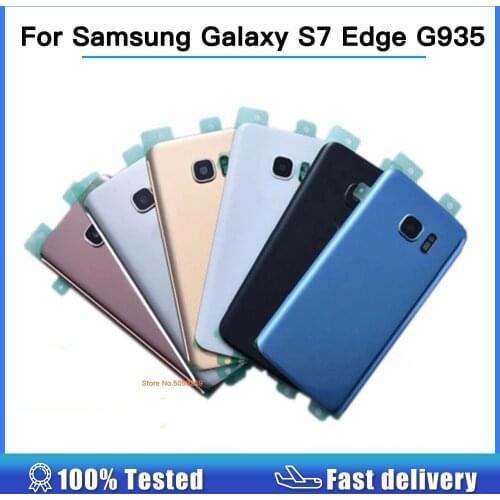 For Samsung Galaxy S7 edge G935F Housing Glass Back Battery Cover Door Replacement With/Without Rear Camera Glass Lens Frame