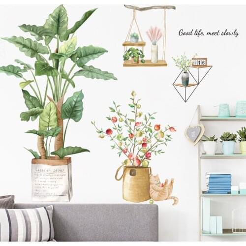 Fresh Green Plant Sofa Background Wall Stickers Home Decor Corridor Porch Living Room Decor Removable Self Adhesive Sti