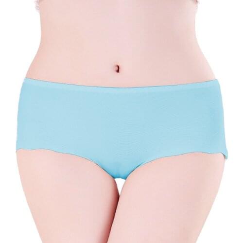 Plus size Ultra-thin Women Seamless Sexy Thongs Solid Panties Shorts Soft Underpants Basic Ice Silk Underwear Briefs