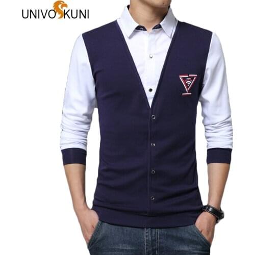UNIVOS KUNI New Arrivals Men Shirts Casual Shirts Mens Slim Fit Social Shirt Male Patchwork Chemise camises M-5XL Knitwear Q5171