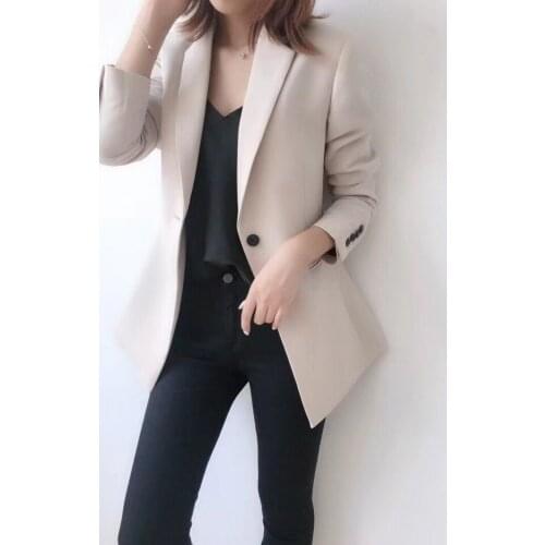 One Button Slim Long-sleeved Jacket Women Blazers