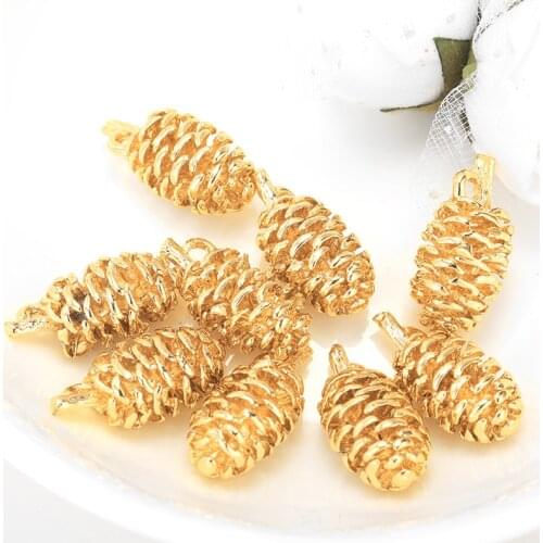 Golden Pine Cone Pendant Necklace Bracelet Accessories DIY Earring Pendant Metal Ornament Accessories gold earrings ear ring