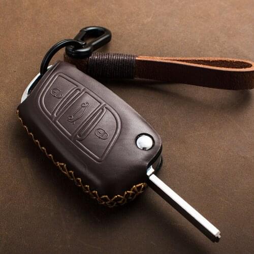 1 Pcs Genuine Leather Key Fob Cover Key Case For Citroen C2 C3 C4 C5 C4L DS3 DS4 DS5 DS6 Car Remote Flip Key Shell Protector