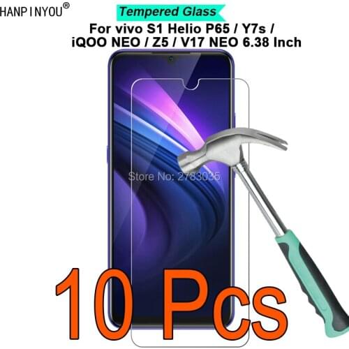 10 Pcs/Lot For vivo S1 Helio P65 / Y7s / iQOO NEO / Z5 / V17 NEO 6.38" 9H 2.5D Tempered Glass Film Screen Protector Guard