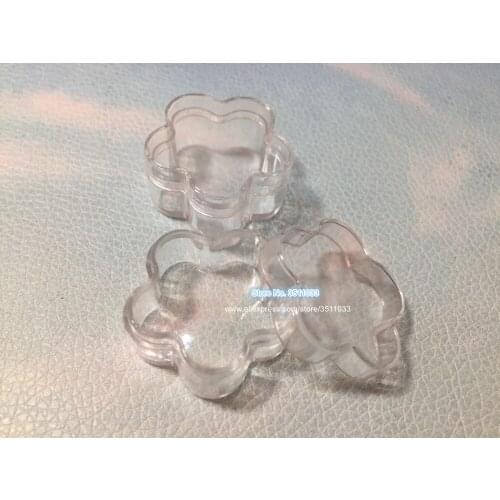 100pcs/lot Clear Flower Shape Eyeshadow Powder Compact, Empty Blusher Box, 5g Transparent Container, Nail Art Decorations Box