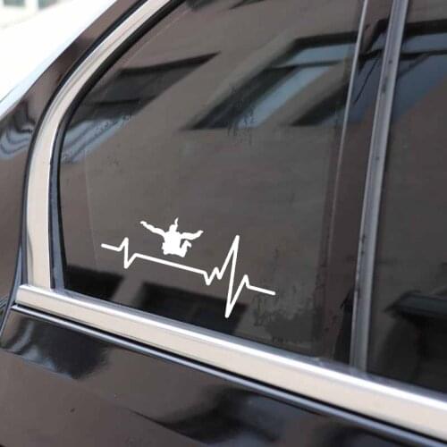 16.8CM*8CM Skydive Woman Parachute Jump Team Heartbeat Decal Vinyl Black/Silver Car Sticker C22-1233