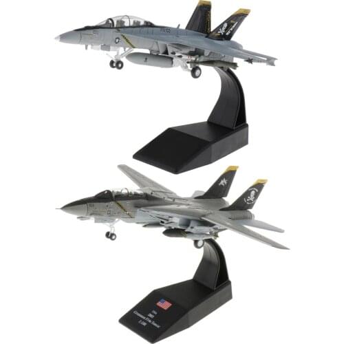 2pcs 1:100 F/A-18 Strike Helicopter + F-14 Diecast Army Model & Stand Decor