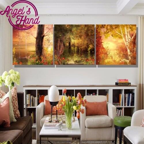 2018 New mosaic full diamond embroidery diamond painting cross stitch square&round diamond Mosaic Landscape tree Christmas gifts