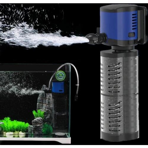 220V Silent Internal Aquarium Filter Water Pump 3 In 1 Sunsun Submersible Fish Tank Oxygen Maker Pump Sponge Filter 5/14/20/35W