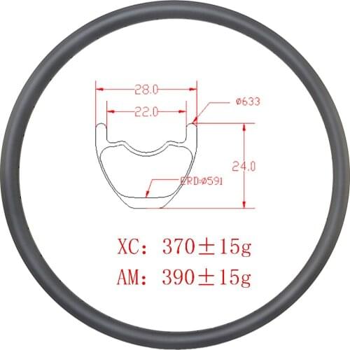 29er 28x24mm XC AM Hookless tubeless carbon rims 28mm wide 24mm deep disc brake 24H 28H 32H UD 3k Matte Glossy Gravel Rim wheels