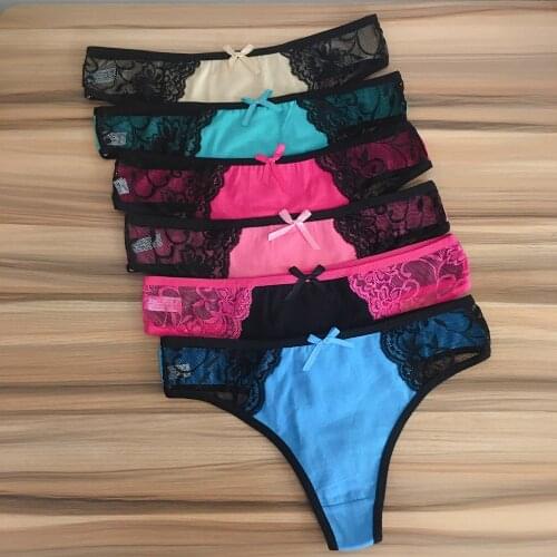 3 Pcs/Set Women Underwear Cotton Transparent Lace Panties Woman Sexy G-Strings Thongs Tangas Mujer Lingerie Femme Low Waist New