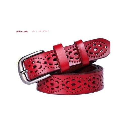 50pcs/lot woman hollow out cowskin belt lady fashion Genuine Leather belt