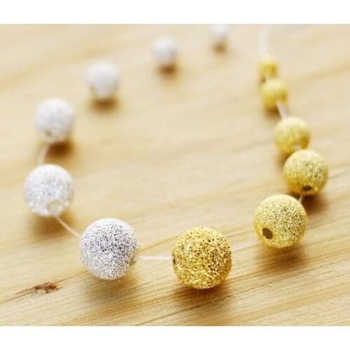 4mm 6mm 8mm 10mm Silver Gold Color Mixed Acrylic Stardust Round Ball Loose Matte Beads DIY Neckalce Jewelry Accessories ST08