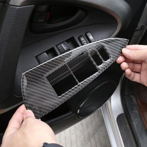 Car Carbon Fiber Door Window Lift Switch Frame Cover Trim For Toyota Rav4 RAV 4 2006 2007 2008 2009 2010 2011 2012