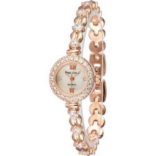 Prong Setting Royal Crown Mini Womens Watch Japan Quartz Jewelry Hours Fine Fashion Crystal Luxury Rhinestones Girls Gift Box