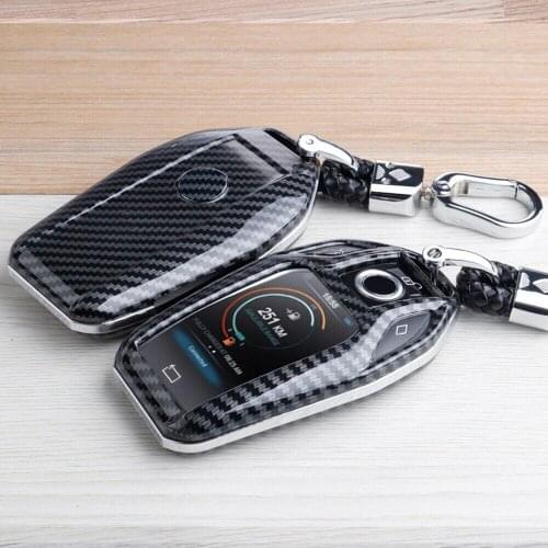 Carbon Fiber Car Smart Key Fob Case Bag Box Cover Holder Fit For BMW G30 G11 G12 X3 X4 X5 X7 Keyfob Shell Accessories