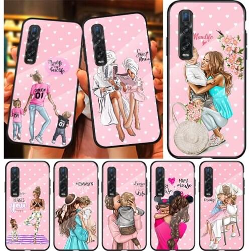 Tempered Glass Cover Hot Mom Love Baby For OPPO A9 2020 A52 Find X2 Lite Realme 7 7i 6 5 Pro C3 XT Shockproof Phone Case