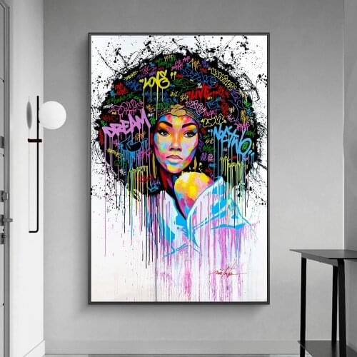 Black Woman Graffiti Art Canvas Paintings On The Wall Art Posters And Prints Street Art Inspiration Art Pictures Home Decoration