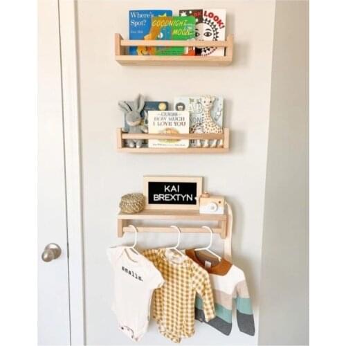 Wood Bookcase Child Baby Girl Boy Room Decorative Design Storage Organizer Wall Shelf Rack Wood Bookcase Bookshelf 3 Pcs 50 cm