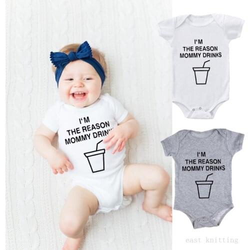 DERMSPE 2019 New Summer Newborn Baby Boys Girls Cotton Short Sleeve Letter Romper Jumpsuit Baby Clothes White Gray Hot Sales