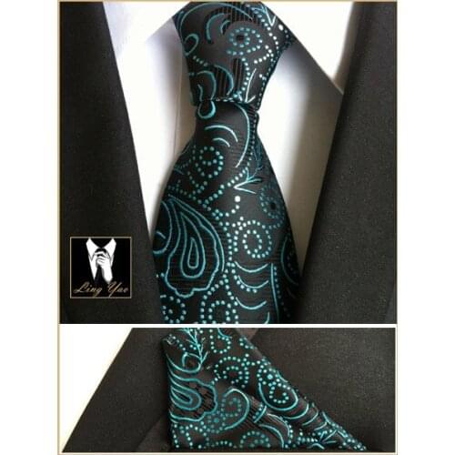 Tie Hot Sale 8cm Designer Necktie SET High Quality Woven Paisley Ties Handkerchief Sets Wholesale