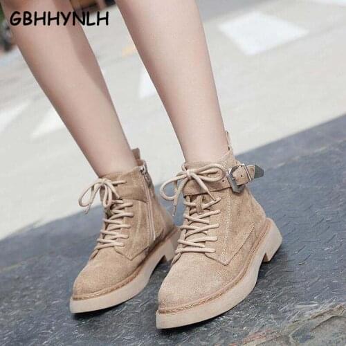GBHHYNLH Autumn Boots Women 2019 Vintage fall boots Ankle Short Casual Botas ladies cowboy boots Motorcycle snow shoes LJA807