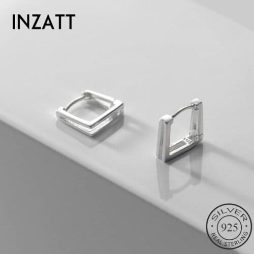 INZATT Real 925 Sterling Silver Square Hoop Earrings For Fashion Women Party Fine Jewelry Hiphop Geometric Accessories