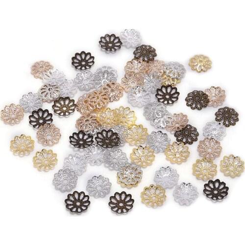 200pcs 7 9mm Gold Flower Petal Beads Caps Bulk End Spacer Charms Bead Caps For Jewelry Making Accessories DIY Supplies