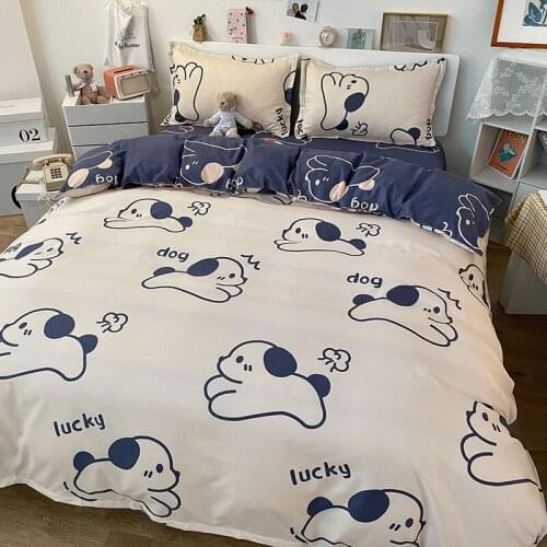 Cartoon Style Cheerful Puppy Pattern Bedding Set ,135x200 Duvet Cover Pillowcase 3pcs, King Size Duvet Cover,220x240 Quilt Cover