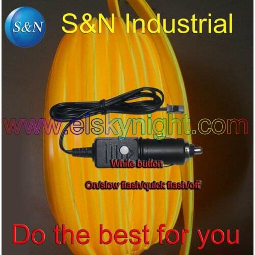 DC12V cigar plug el controller/driver/inverter+3meter Lemon el wire with skirt /flat edge for car decoration free shipping