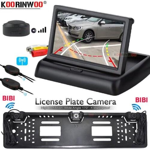 Koorinwoo Dynamic Trajectory Parking Line Camera Colorful Image Rear view Monitor With Parking Sensor Frame Car Number 2 Sensors
