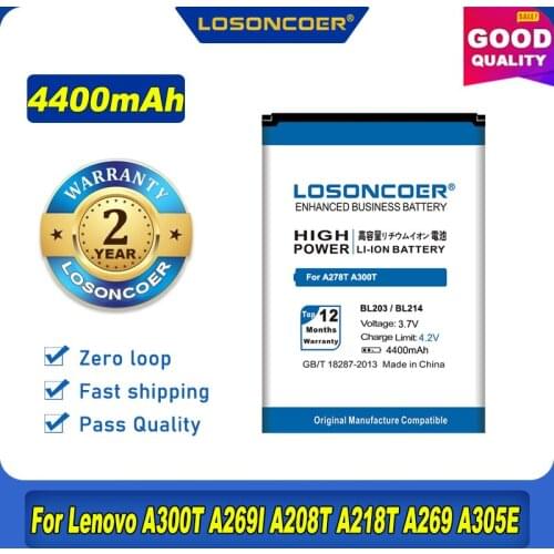 LOSONCOER 4400mAh BL203 / BL214 For Lenovo A300T A269I A208t A218t A269 A305E A316 A360E A316I A66 A278T A365E A369 A318T A385E