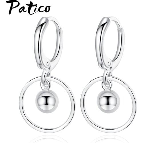 Fashion Brand Women 925 Sterling Silver Big Round Circle Drop Earrings Exquisite Easy Wear Piercing Earrings Korean Jewelry