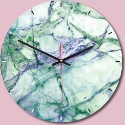 Fashion Round Wall Clocks for Living Room Creative Marble Pattern Printing Silent Antique Wall Hang Watch Home Art Decor Clock