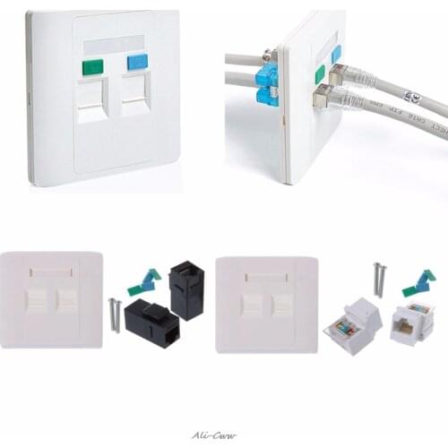 2 Ports CAT5e / CAT6 Modules RJ45 jack Network Wall Plate With Female to Female Connector