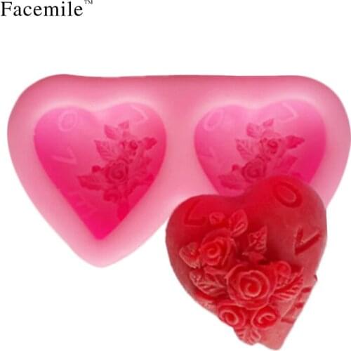 New Valentines Day Wedding Gift Rose Heart Shape Silicone Soap Molds Handmade Soap DIY Mould Chocolate Soap Making Molds 50-114