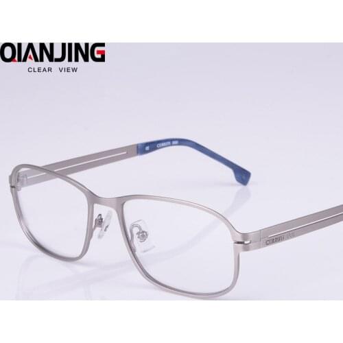 QJ Stainless steel full frame retro glasses men and women with myopia flat light radiation color change glasses big frame tide