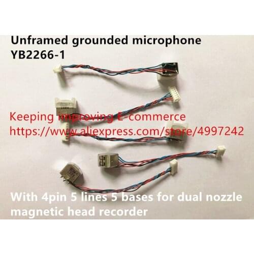 Original new 100% unframed grounded microphone YB2266-1 with 4pin 5 lines 5 bases for dual nozzle magnetic head recorder switch