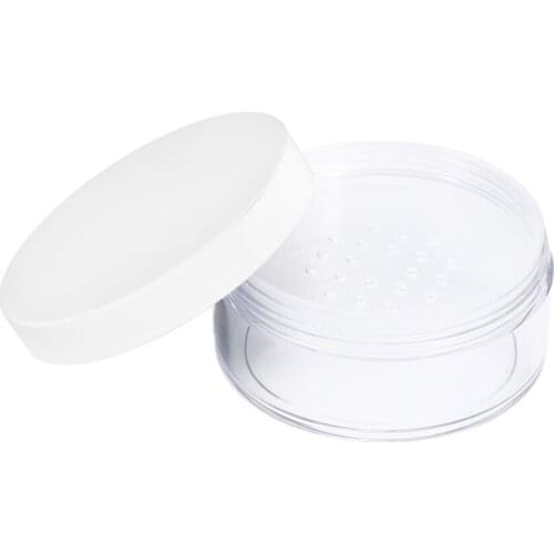 50g Plastic Empty Loose Powder Jar With Sifter Empty Cosmetic Container Handheld Portable Loose Powder Box with white Cap
