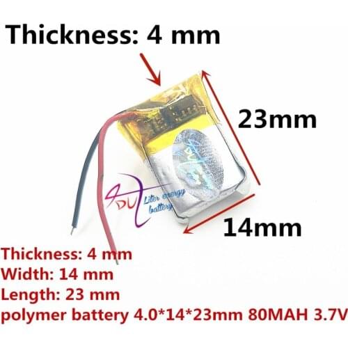 Polymer 401423 041423 80MAH 3.7V self timer V8 Bluetooth sports headset lithium battery factory direct sales MP3 MP4 battery